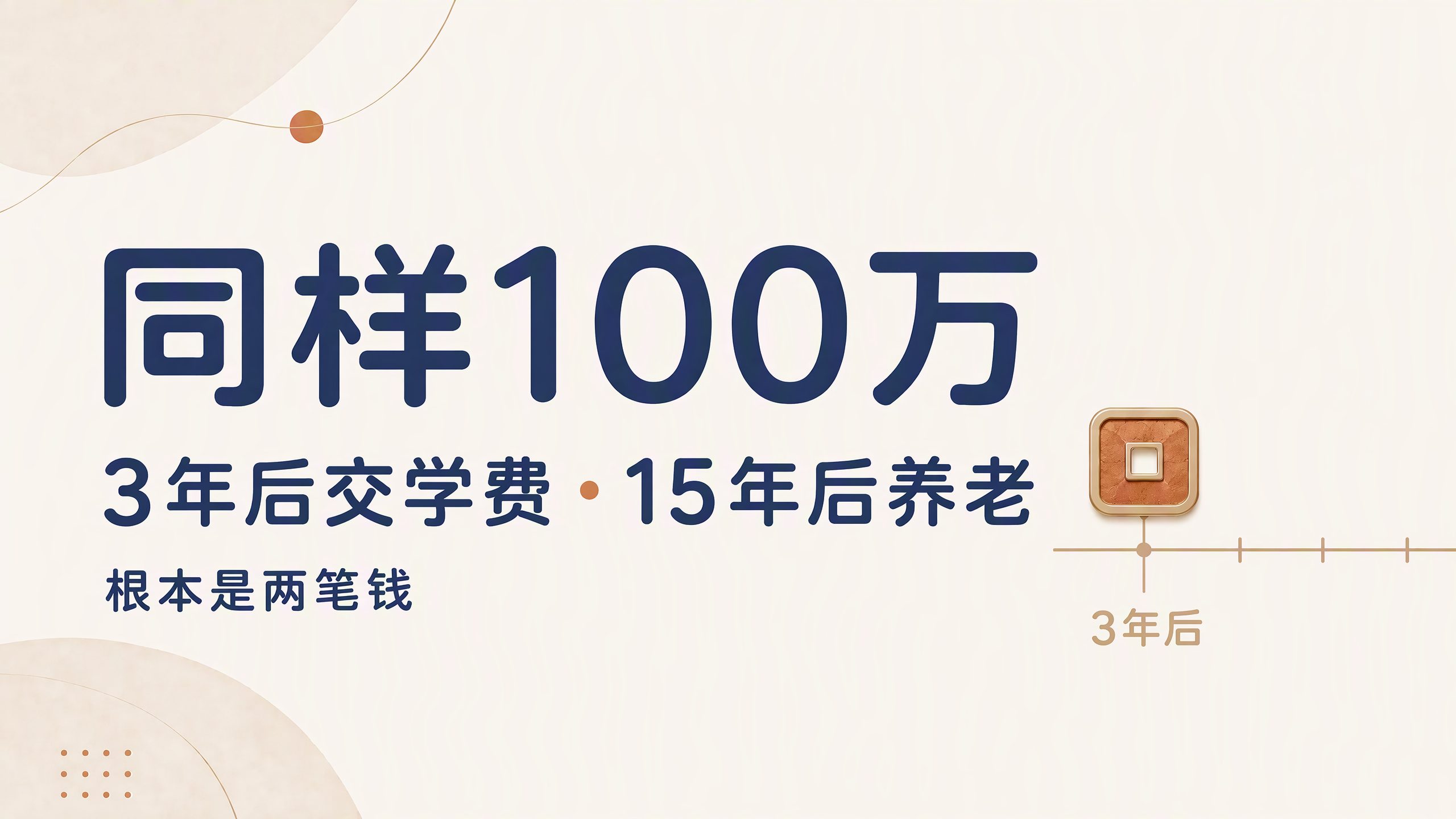 同样100万，3年后交学费和15年后养老